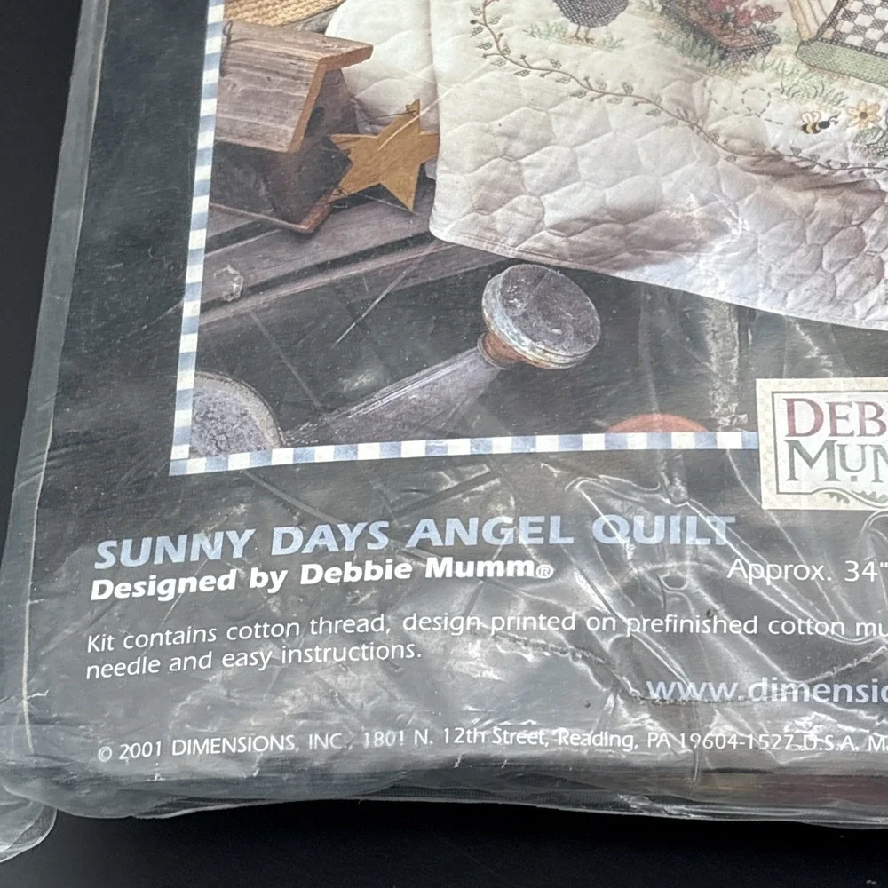 Vintage Dimensions 3201 Sunny Days Angel Stamped Cross Stitch Crib Quilt Kit NOS